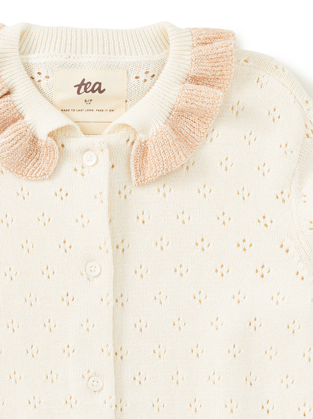 Tea Chalk | Collared Pointelle Cardigan