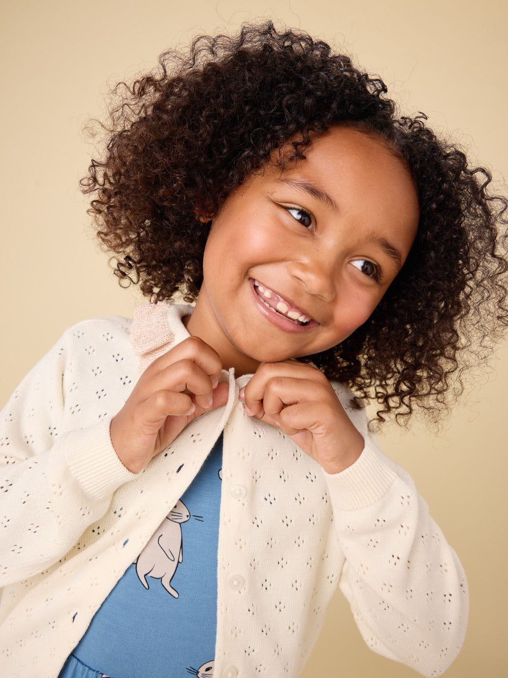 Tea Chalk | Collared Pointelle Cardigan