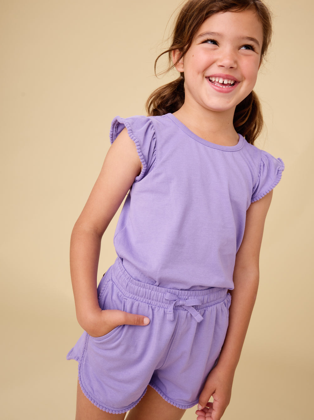 Tea Paisley Purple | Pom-Pom Flutter Top