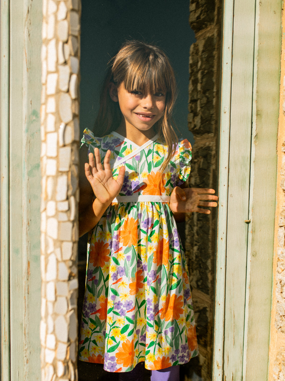 Tea Watercolor Floral | Wrap Neck Dress
