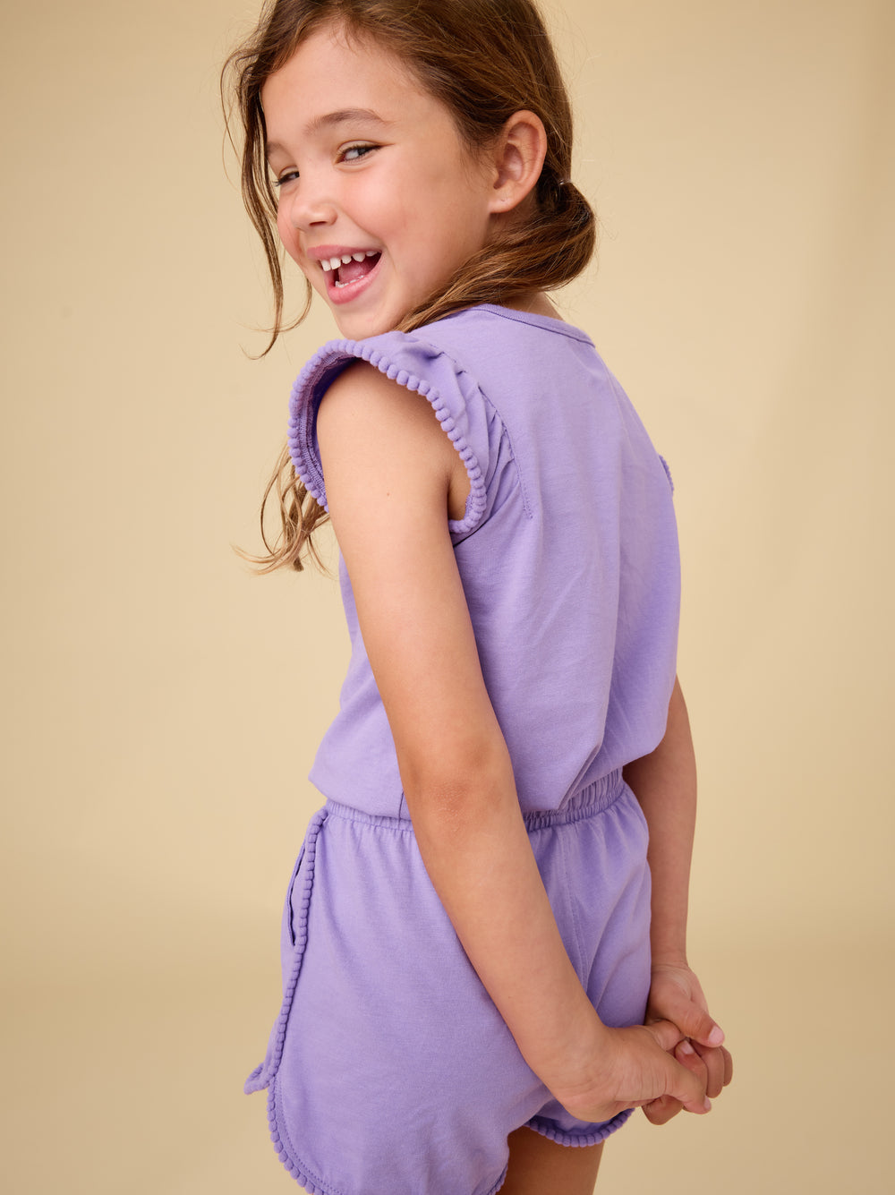 Tea Paisley Purple | Pom-Pom Flutter Top