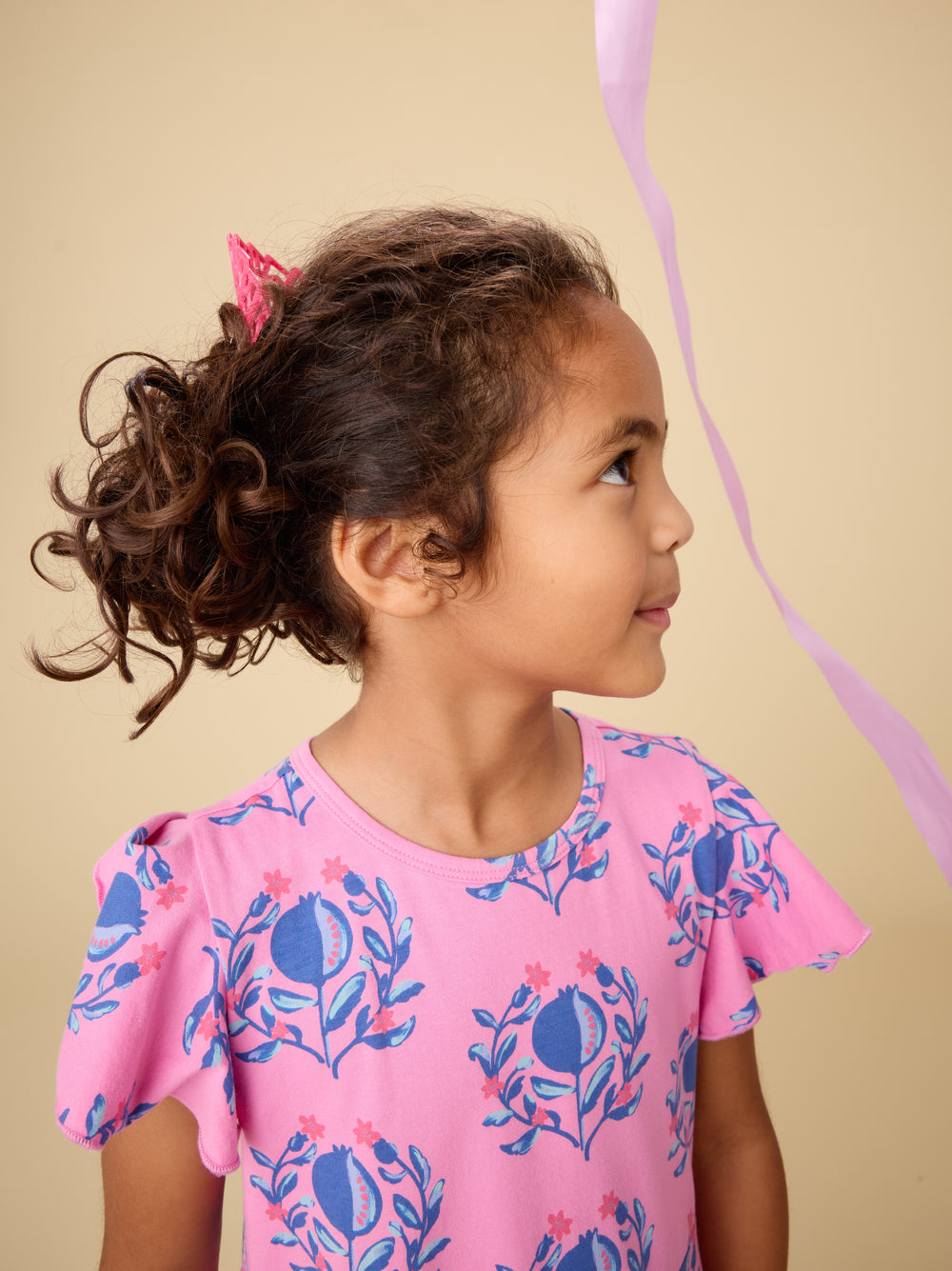 Tea Pomegranate Floral | Flutter Sleeve Twirl Dress