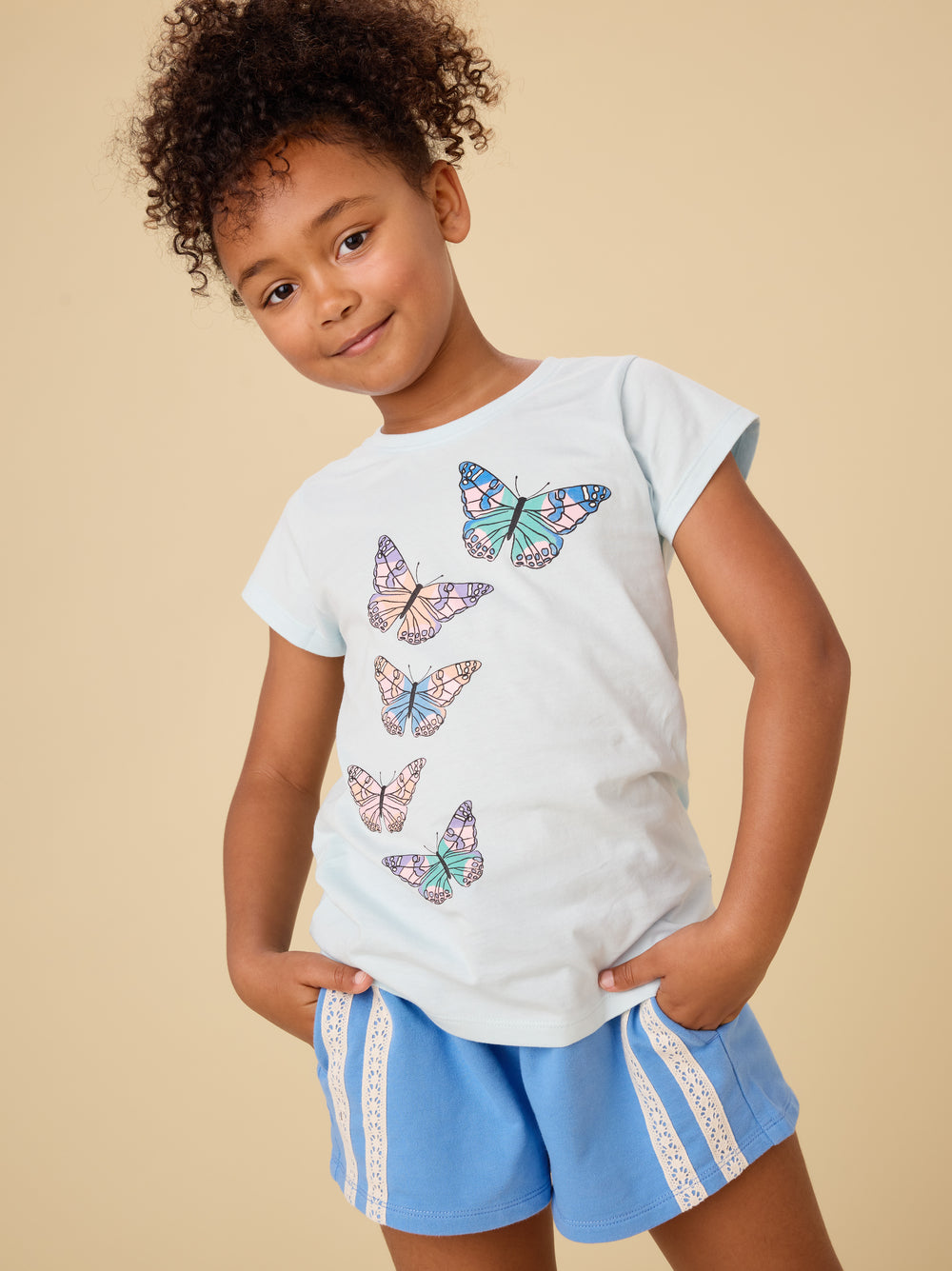 Tea Blue Glow | Butterfly Flurry Graphic Tee