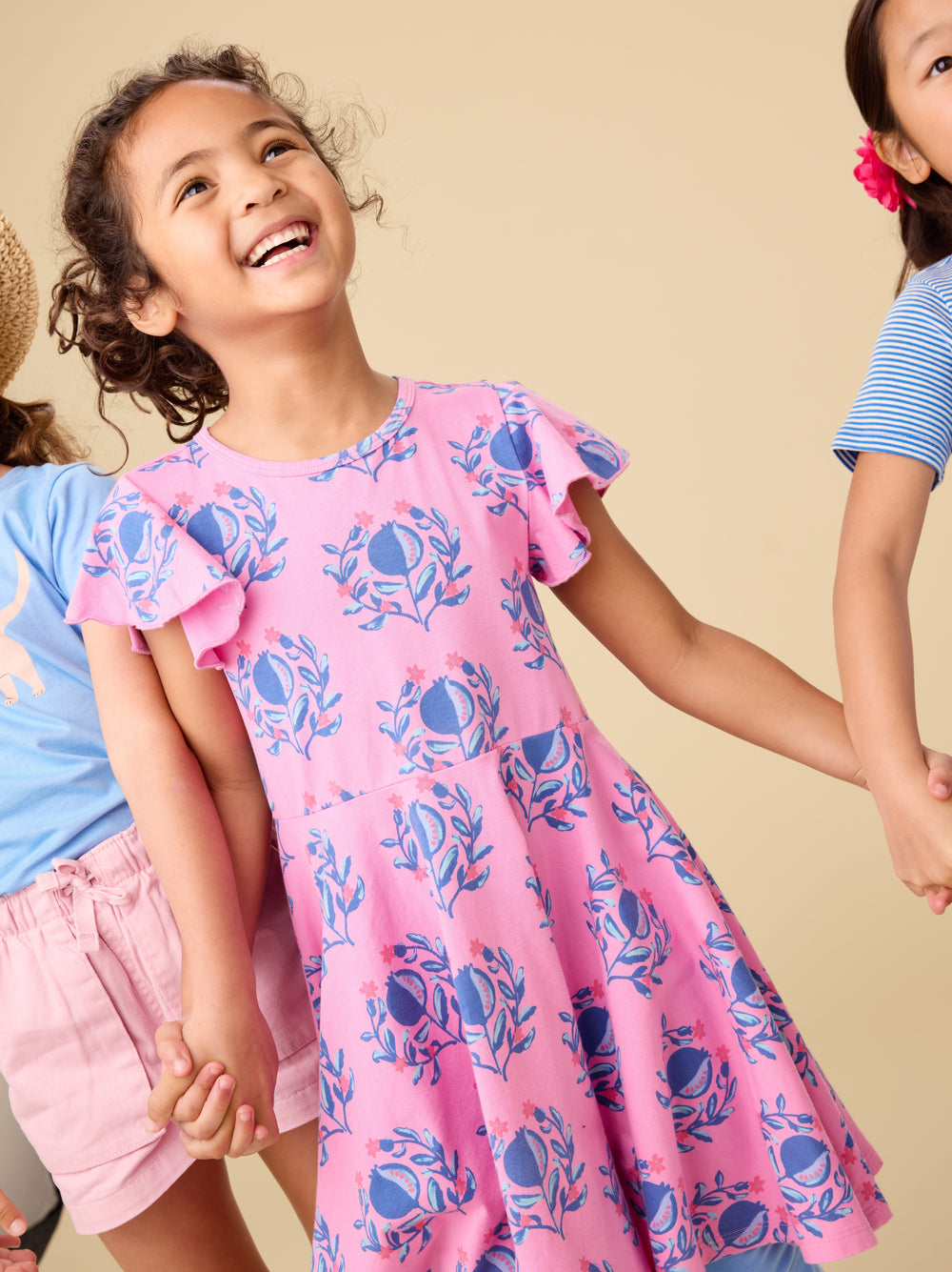 Tea Pomegranate Floral | Flutter Sleeve Twirl Dress
