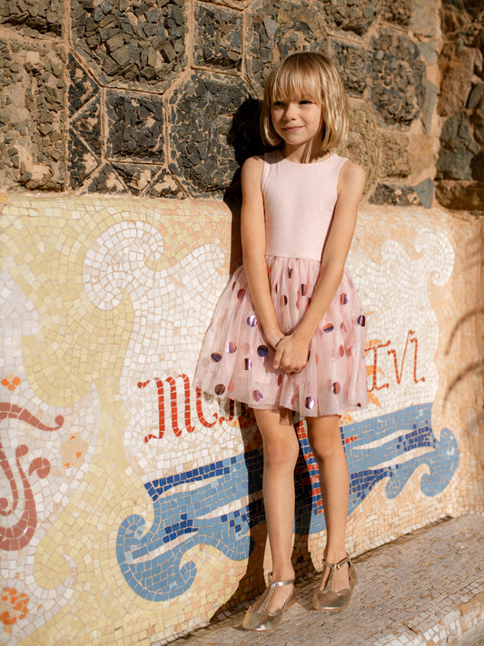 Tea Flamenco Dots | Printed Tulle Ballet Dress