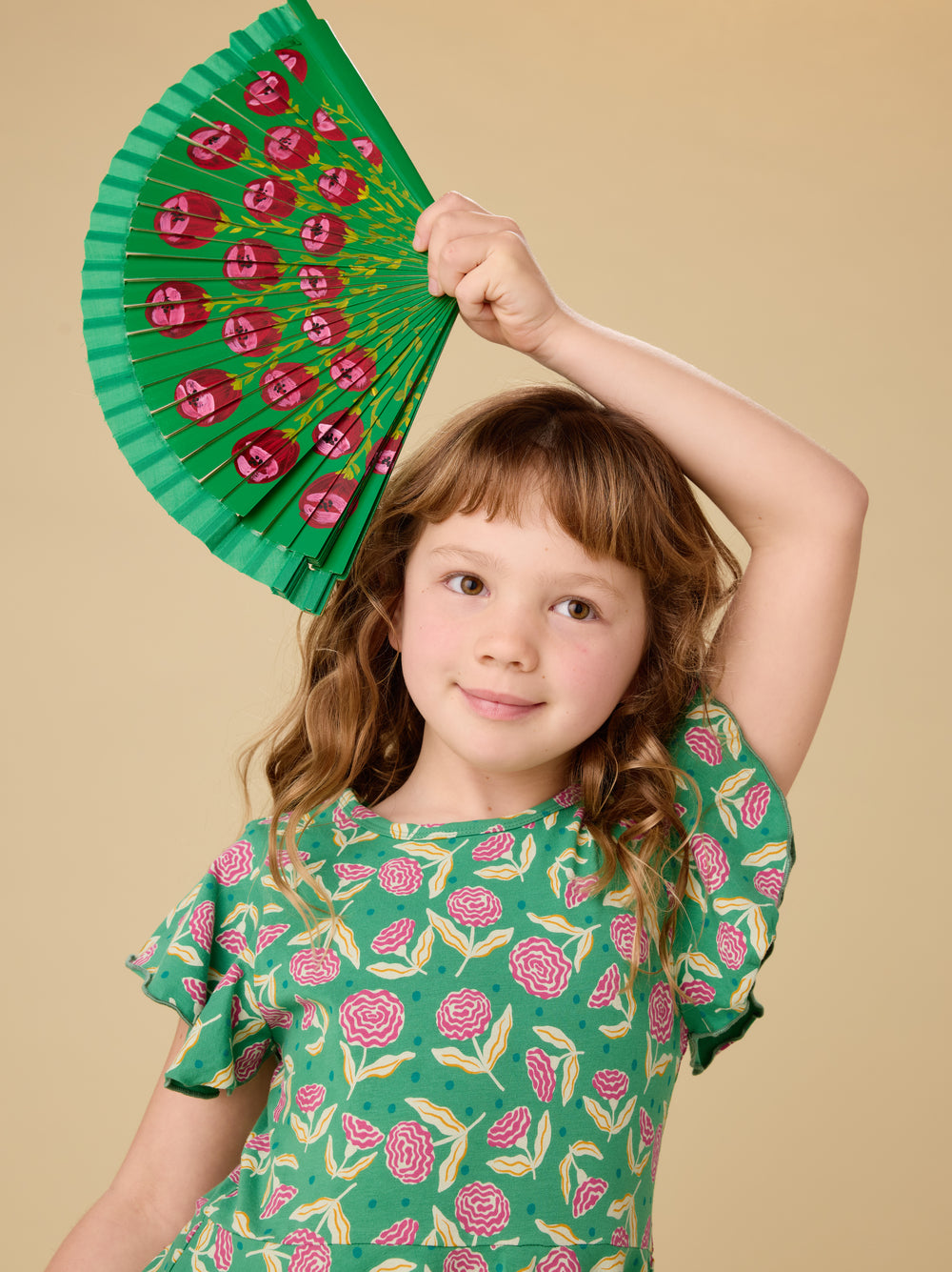 Tea Carnation Toss | Flutter Sleeve Twirl Dress