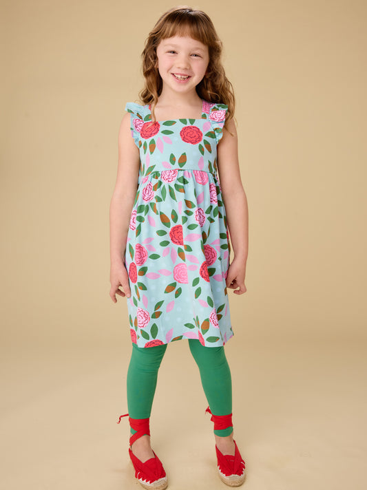 Tea Spinning Carnations | Ruffle Strap Dress