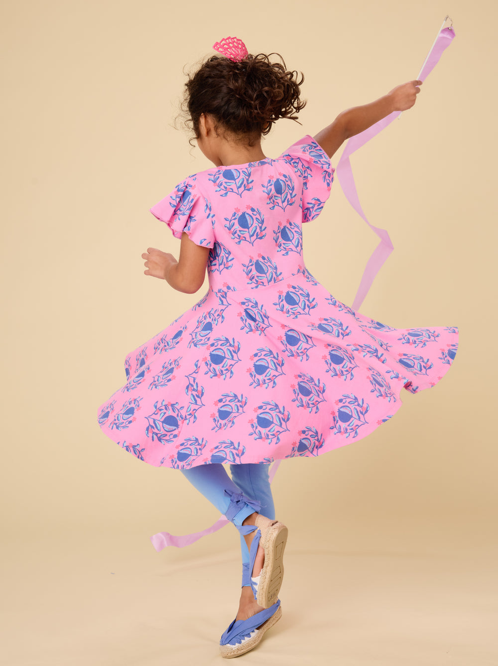 Tea Pomegranate Floral | Flutter Sleeve Twirl Dress