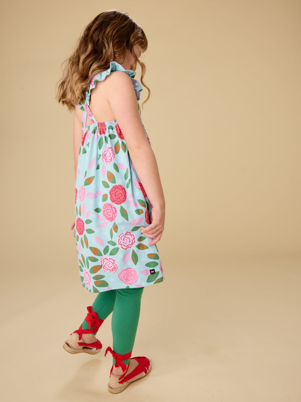 Tea Spinning Carnations | Ruffle Strap Dress