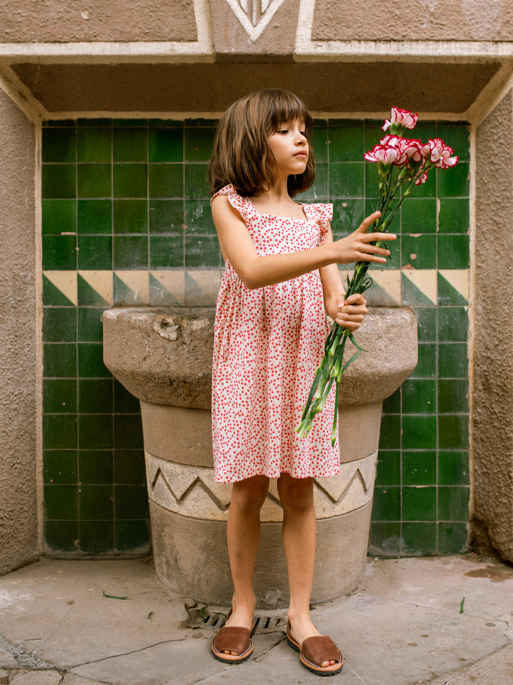 Tea Mini Rose Toss | Ruffle Strap Dress