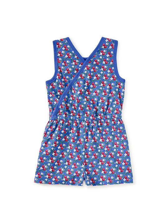 Tea Flamenco Fan Rose | Reversible Wrap Romper