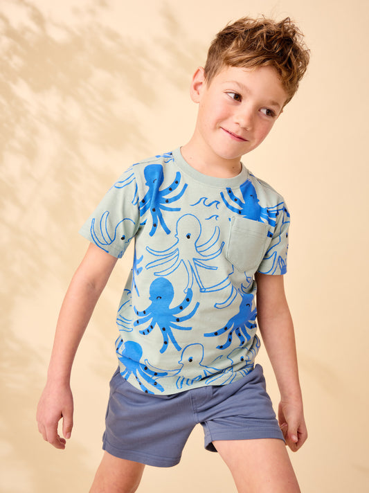 Tea Sketched Octopus | Printed Pocket Tee