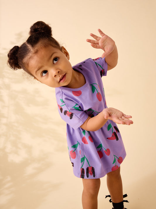 Tea Cherry Dog! | Short Sleeve Twirl Dress