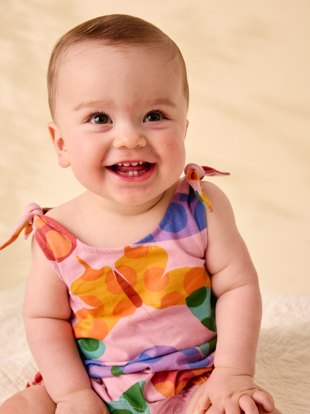 Tea Butterfly Spot | Tie Shoulder Romper