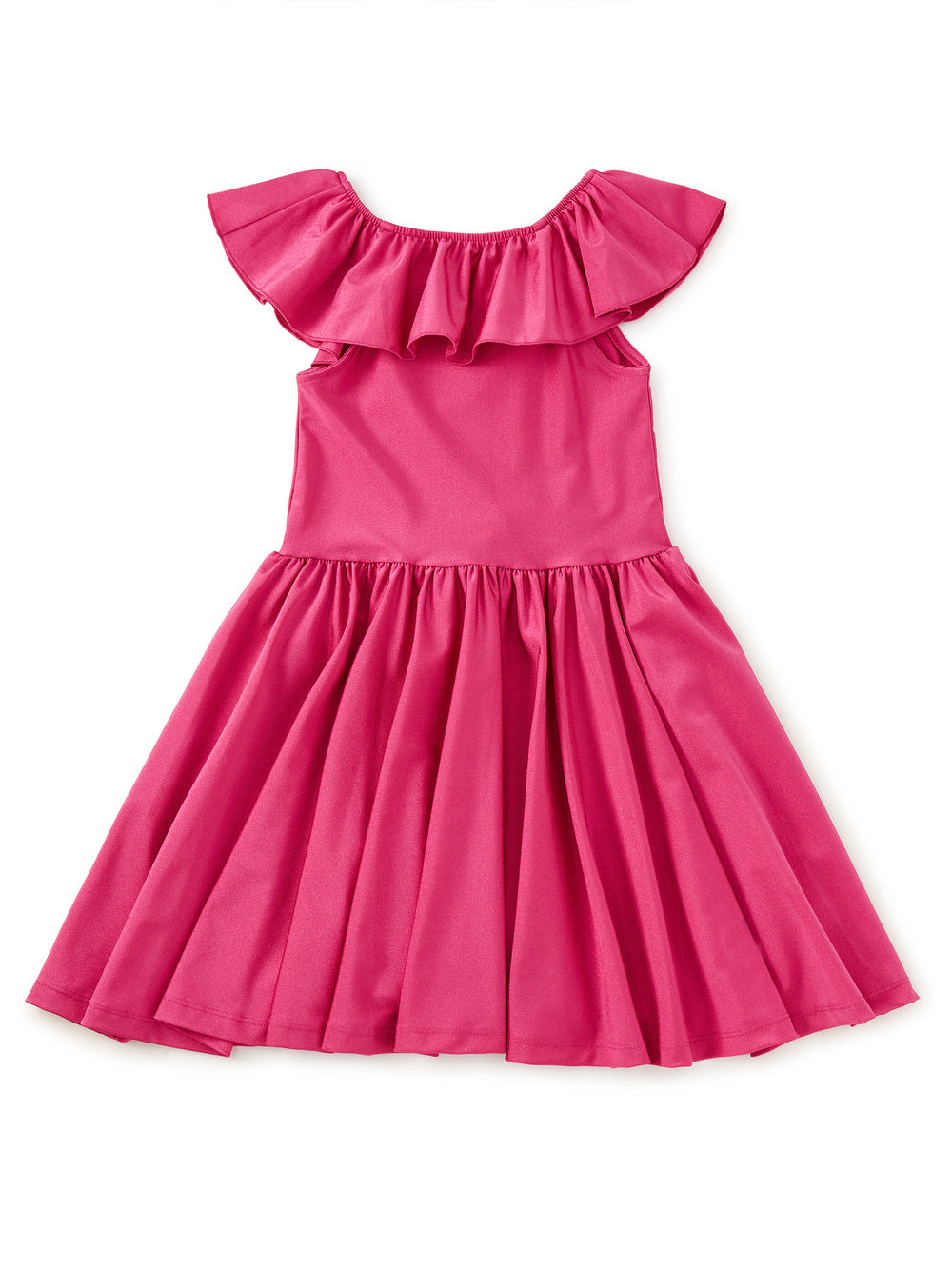 Tea Fuchsia | Shiny Ruffle Neck Dress