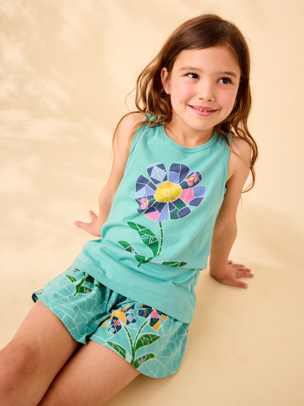Tea Mosiac Floral | Sporty Petal Shorts