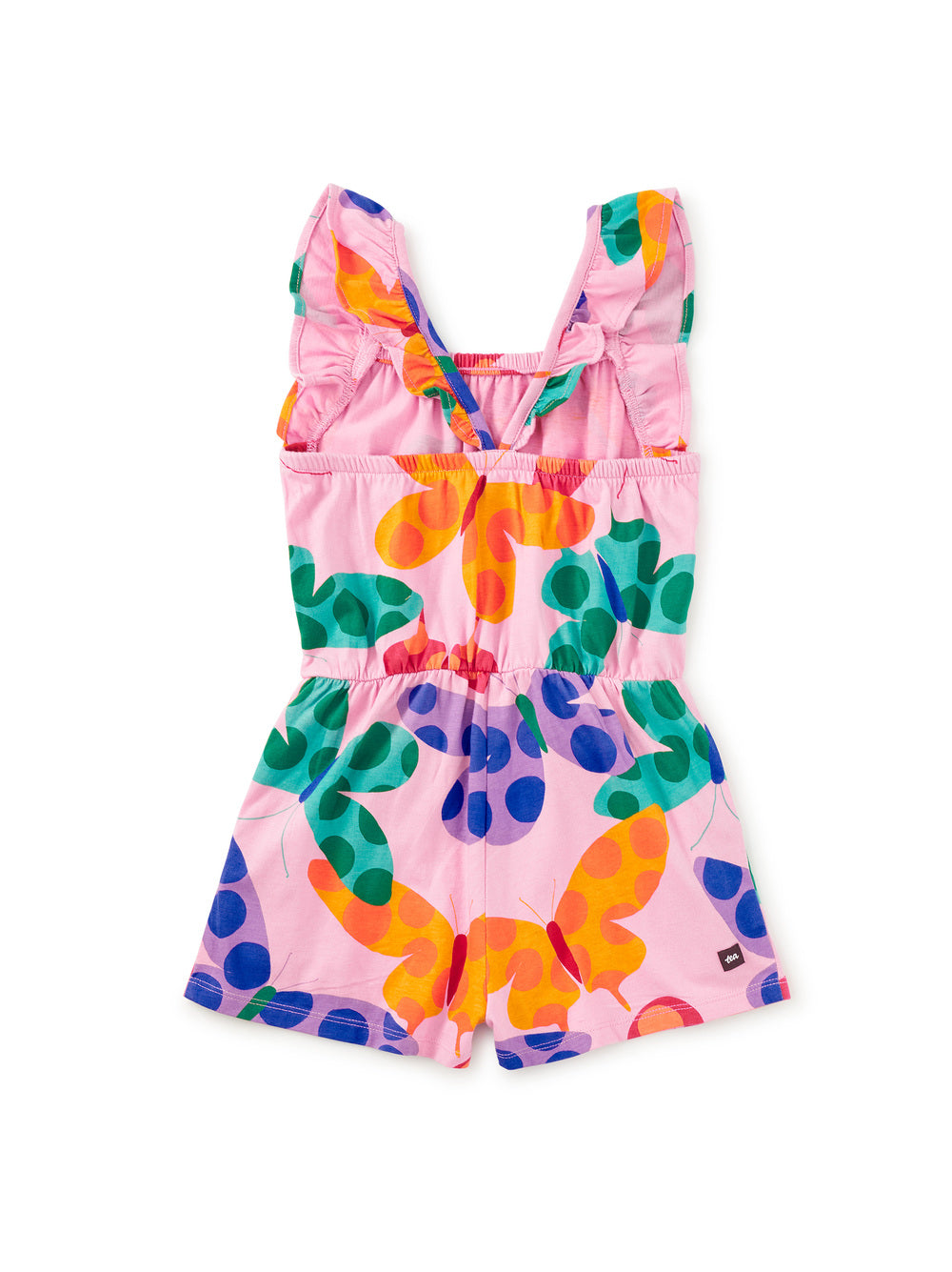 Tea Butterfly Spot | Ruffle Strap Romper