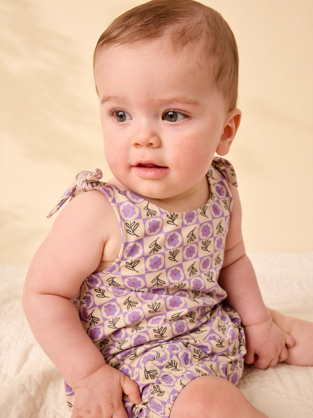 Tea Tile Floral | Tie Shoulder Romper