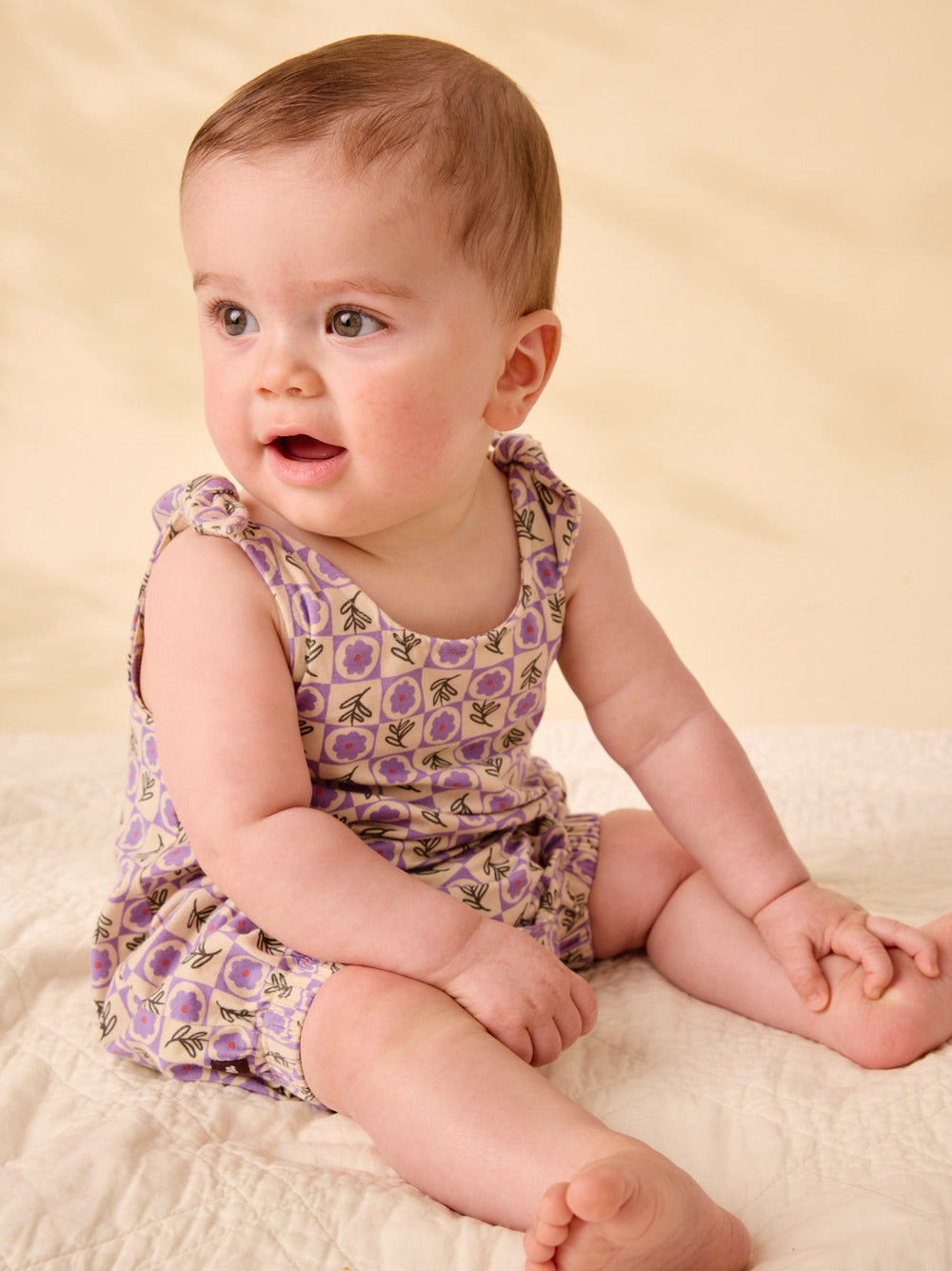Tea Tile Floral | Tie Shoulder Romper