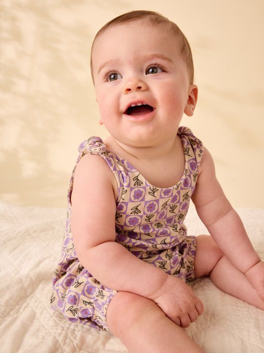 Tea Tile Floral | Tie Shoulder Romper