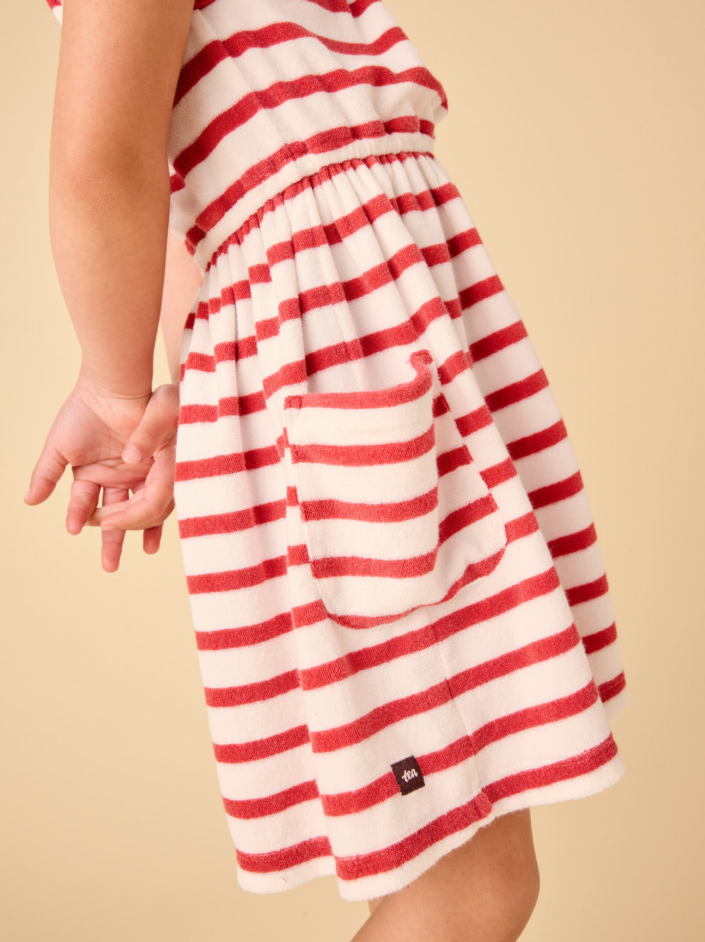 Tea Pomme | Terrycloth Stripe Tie Shoulder Twirl Dress