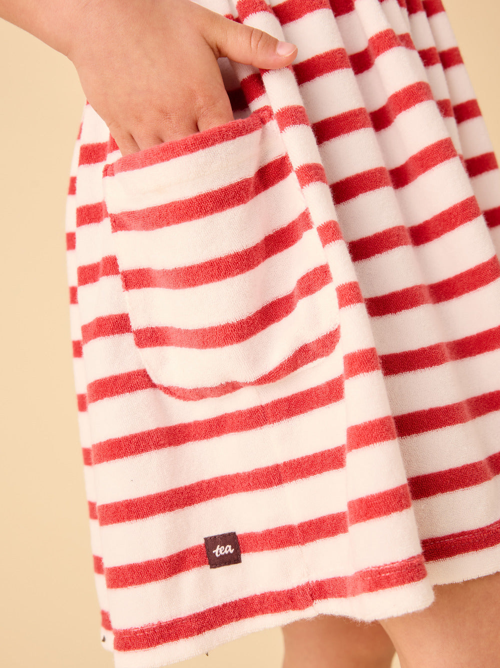 Tea Pomme | Terrycloth Stripe Tie Shoulder Twirl Dress