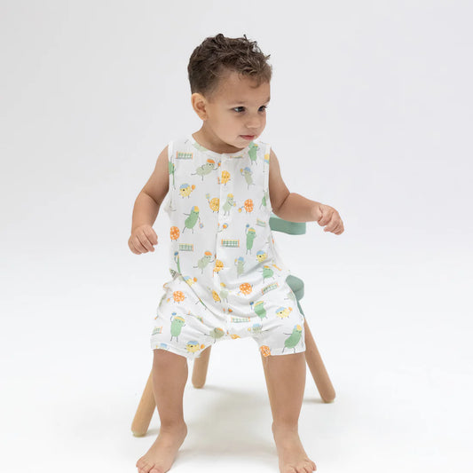 Angel Dear Ivory | Pickles Playing Pickleball Sleeveless Shortie Romper