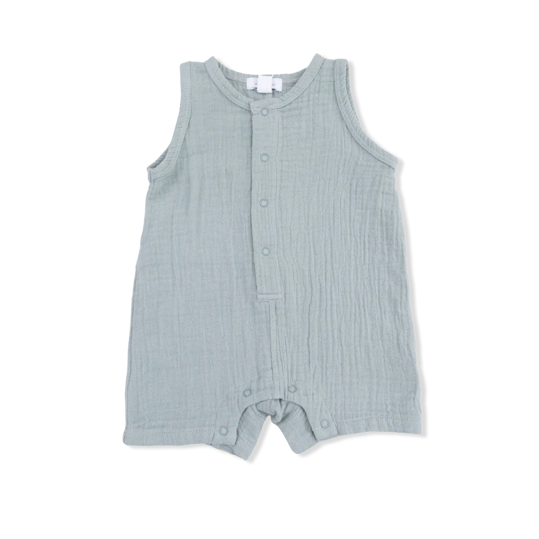 Angel Dear Green | Solid Muslin Jadeite Sleeveless Shortie Romper