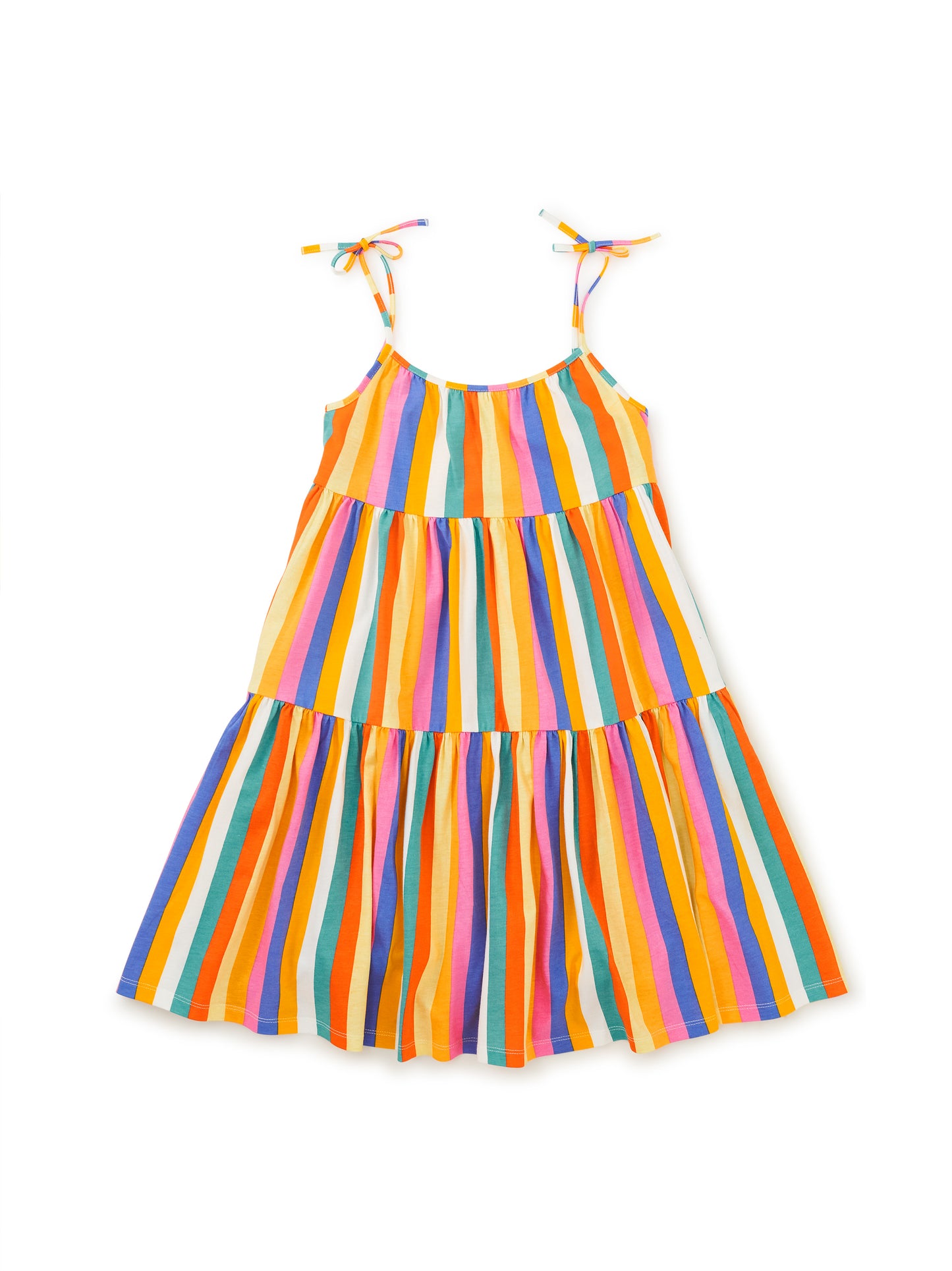 Tea Lamu Sunset Stripe | Tie Shoulder Tiered Dress