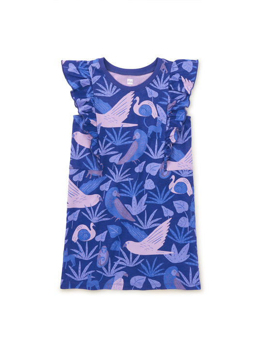Tea Tonal Blue | Frida's Animals Ruffle A-Line Dress