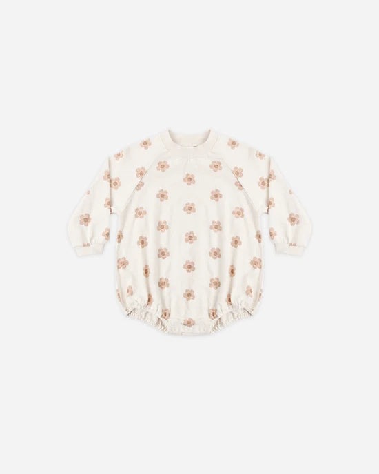 Rylee + Cru Natural Pink Daisies | Crew Neck Romper