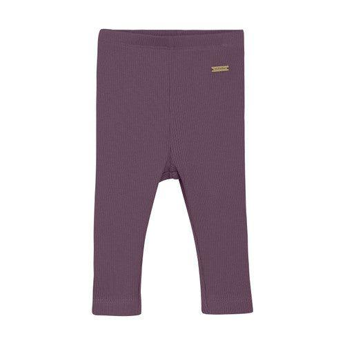 Minymo Plum Truffle | Ribbed Leggings