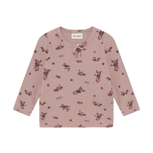 Minymo Fawn | All Over Print Long Sleeve Ribbed T-Shirt