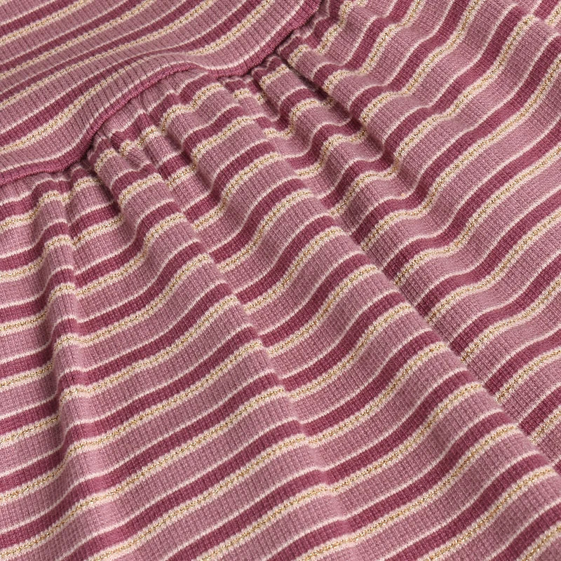 Minymo Mahogany Rose | Yarn Dyed Long Sleeve Ribbed Dress