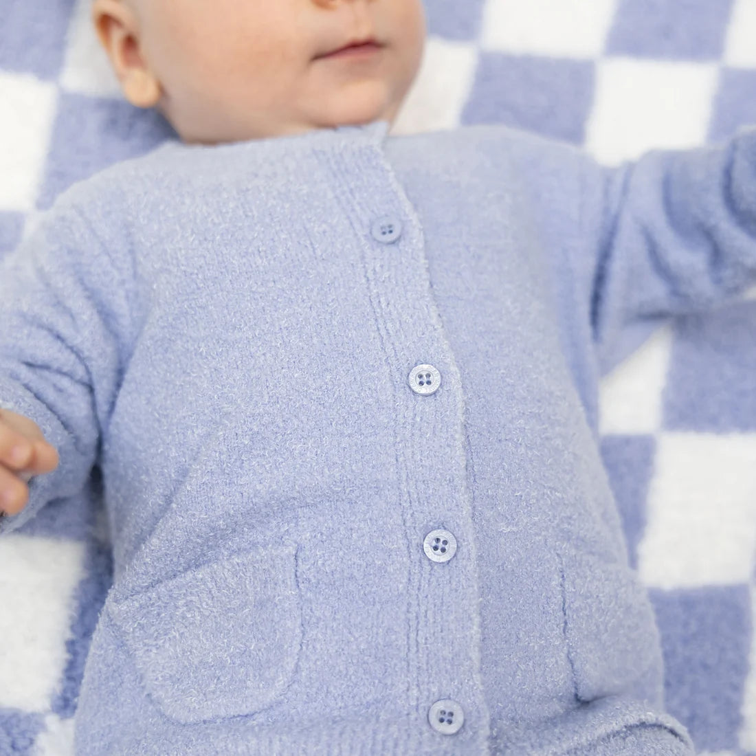 Angel Dear Dusty Blue | Chenille Button Down Cardigan Set