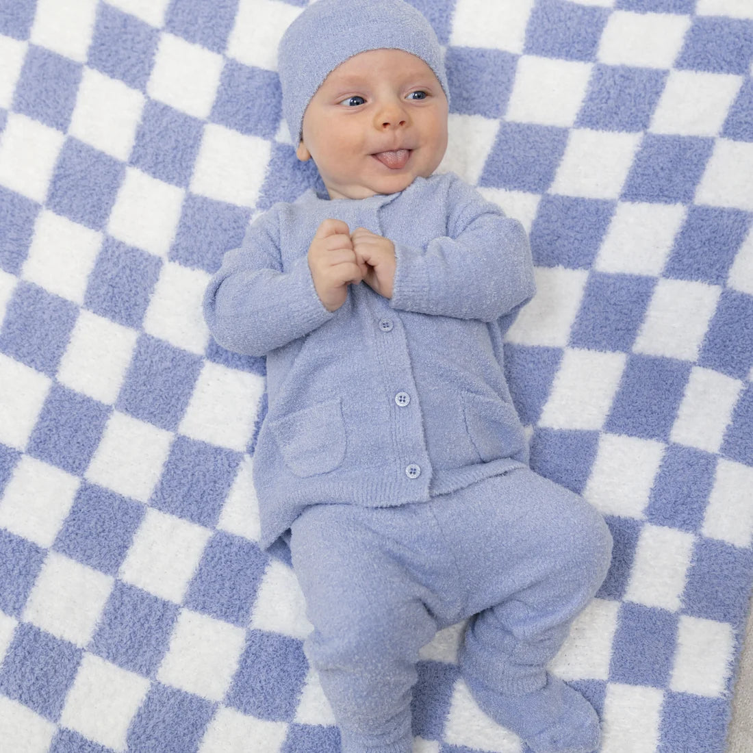 Angel Dear Dusty Blue | Chenille Button Down Cardigan Set
