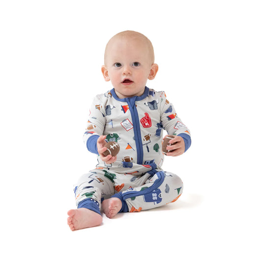 Angel Dear Grey Game Day | 2 Way Zipper Romper