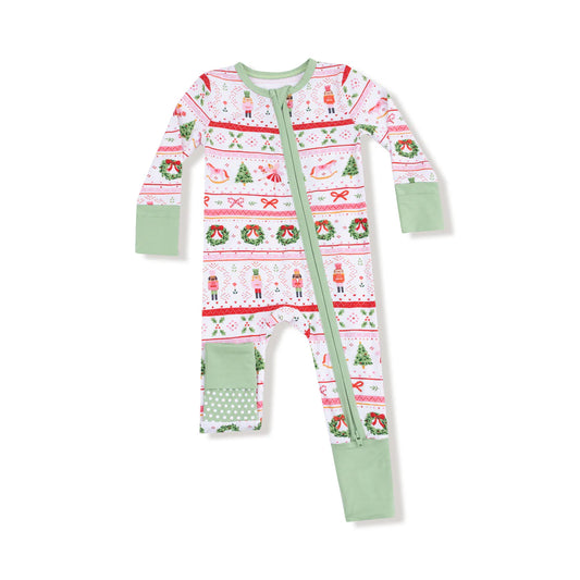 Angel Dear Pink Sugar Plum Fairy | Nutcracker Fair Isle 2 Way Zipper Romper