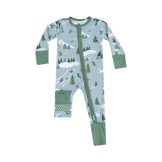 Angel Dear Grey Mist Winter Fun Skiers | 2 Way Zipper Romper