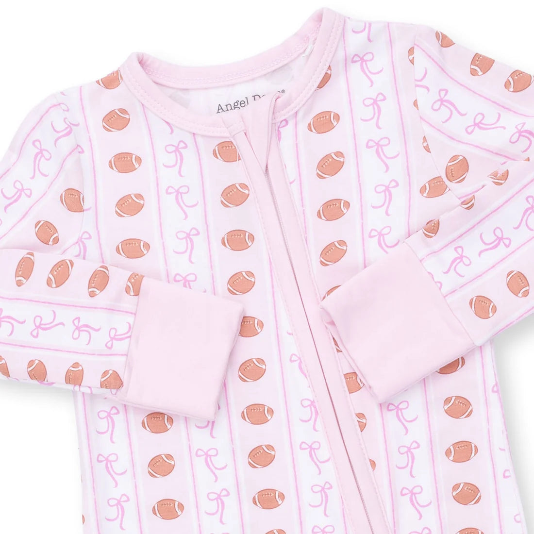 Angel Dear Ivory Pink | Football Bow Stripe Convertible Romper