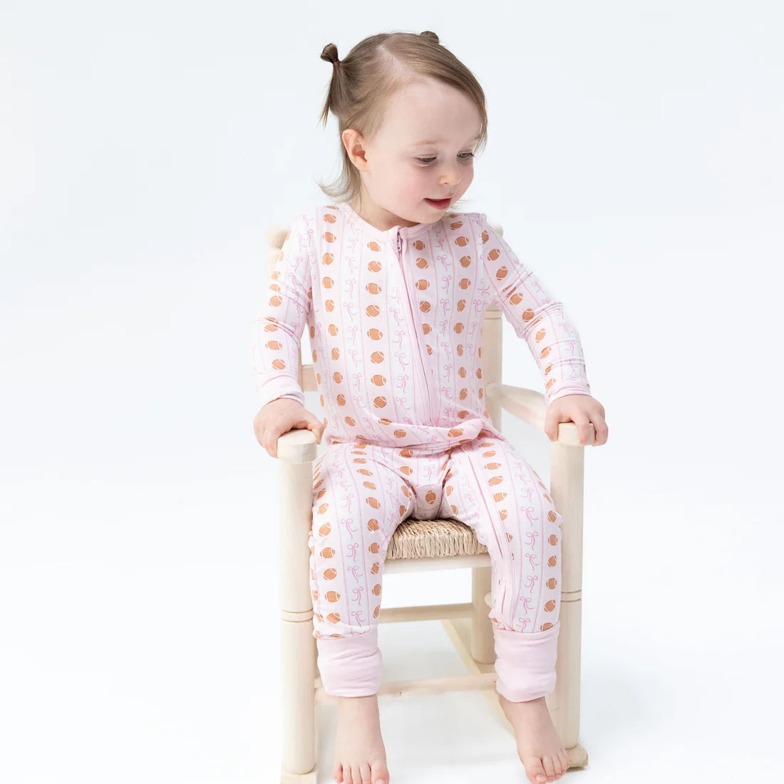 Angel Dear Ivory Pink | Football Bow Stripe Convertible Romper