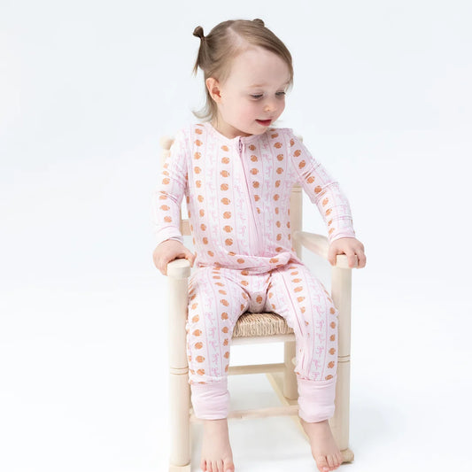 Angel Dear Ivory Pink | Football Bow Stripe Convertible Romper