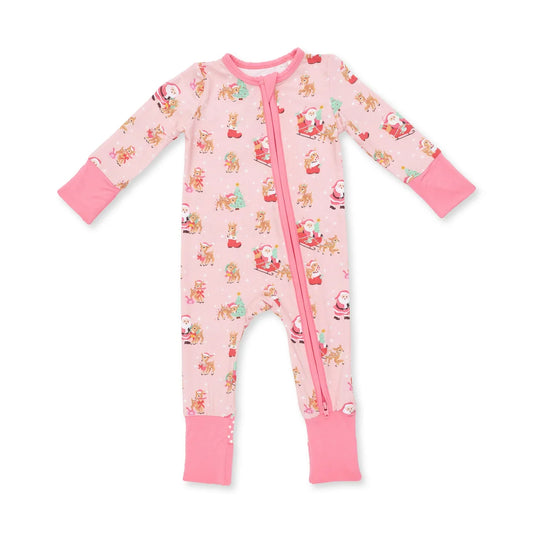 Angel Dear Pink | Vintage Reindeer & Santa Convertible Romper