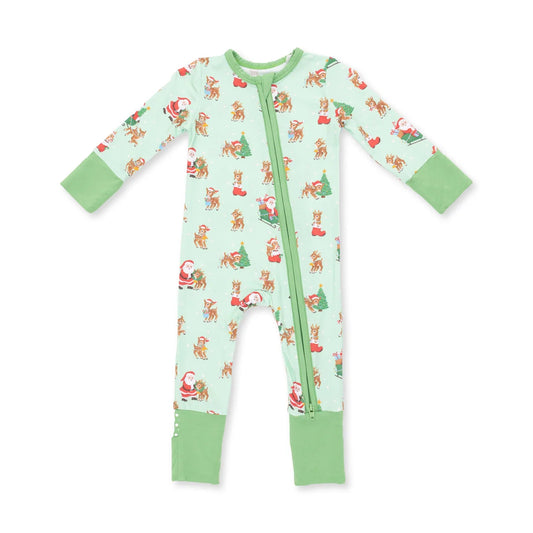 Angel Dear Green | Vintage Reindeer & Santa Uni Convertible Romper