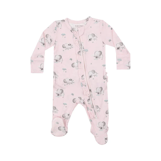 Angel Dear Gray Elephants | Pink 2 Way Ruffle Zipper