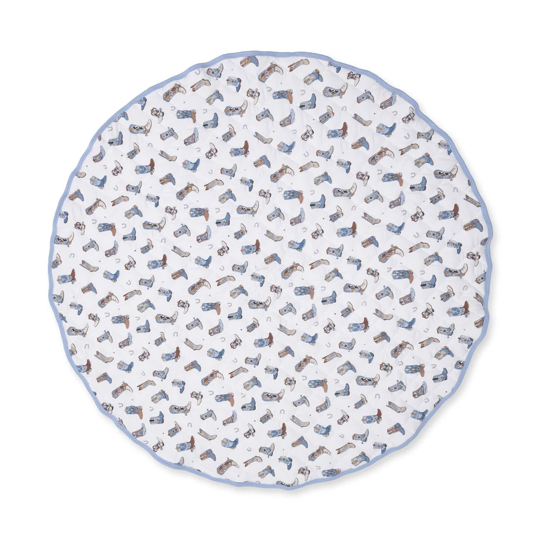 Angel Dear Ivory Blue | Buckaroo Boots Quilted Play Mat