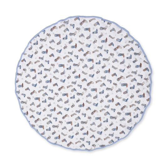 Angel Dear Ivory Blue | Buckaroo Boots Quilted Play Mat
