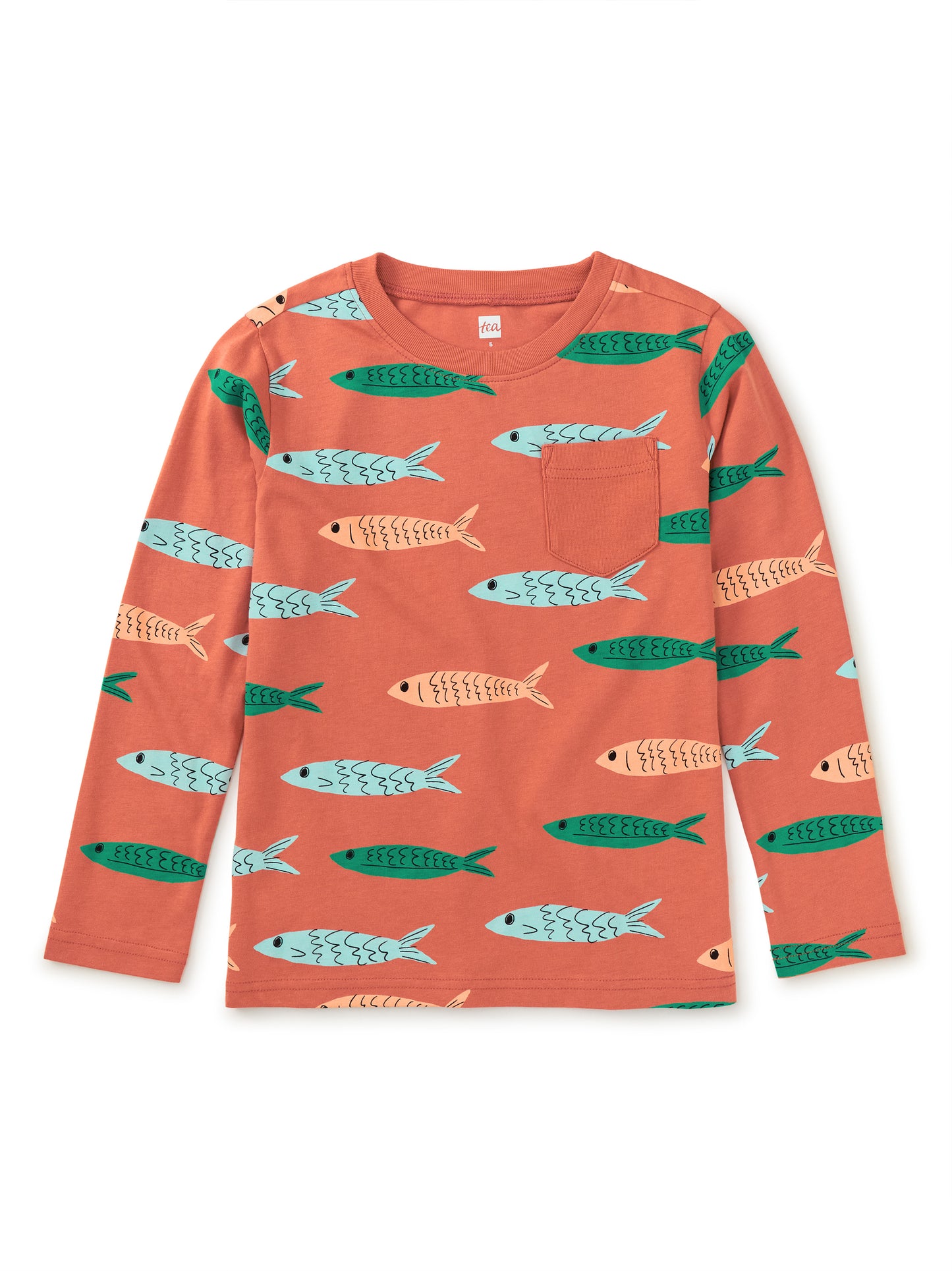 Tea School of Fish | Long Sleeve Printed Pocket Tee