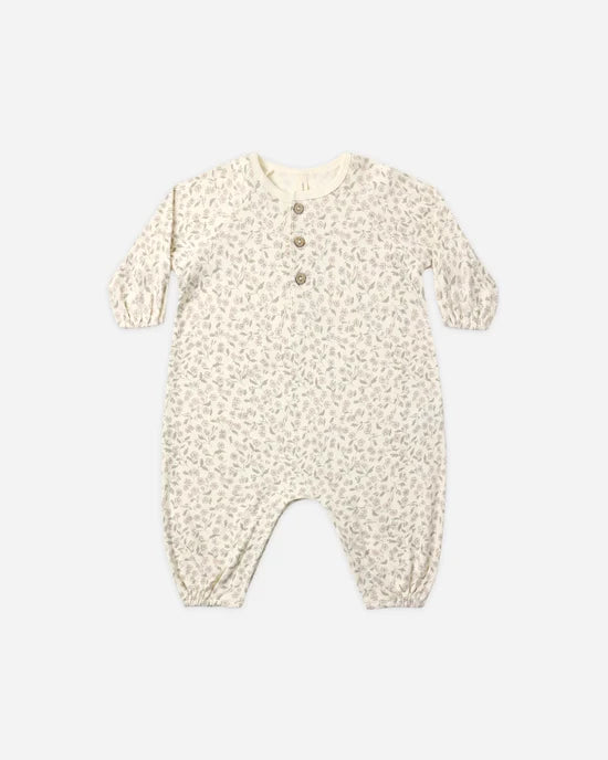 Quincy Mae Ivory Floret | Henley Bubble Jumpsuit