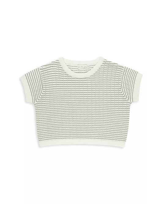 Rylee + Cru Dusty Blue Stripe | Boxy Crop Knit Tee